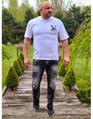 BIAŁY T-SHIRT MĘSKI GŁADKI NADRUK CZASZKA PLECY SPEDBOY 9680