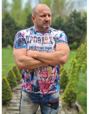 BIAŁY T-SHIRT  MĘSKI NADRUK KOLOROWY SPEDBOY CT623