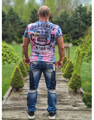 BIAŁY T-SHIRT  MĘSKI NADRUK KOLOROWY SPEDBOY CT623