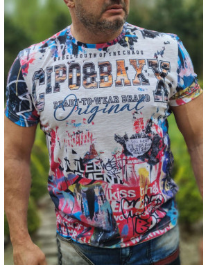 BIAŁY T-SHIRT  MĘSKI NADRUK KOLOROWY SPEDBOY CT623