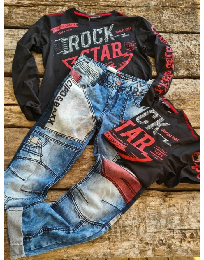 CZARNA KOSZULKA MĘSKA BAWEŁNA NADRUK DŻETY SPEDBOY CL398