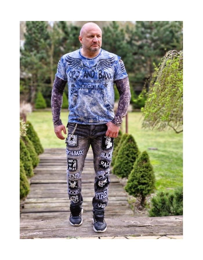 NIEBIESKA BLUZA MESKA WKŁADANA CZASZKA DŻETY SPEDBOY CL265