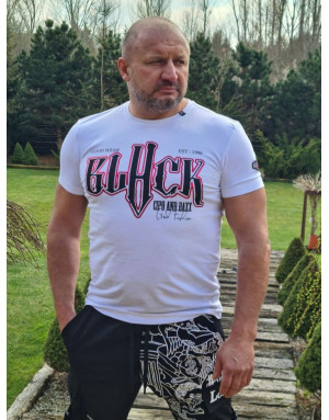 BIAŁY T-SHIRT MĘSKI BAWEŁNA NAPISY SPEDBOY CT617