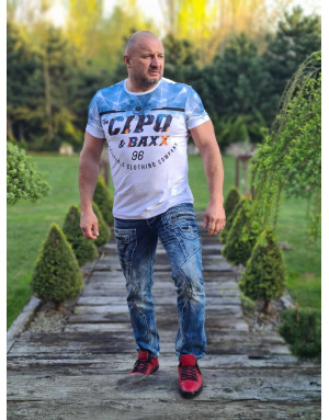 BIAŁY T-SHIRT MĘSKI  Z NADRUKIEM SPEDBOY CT612
