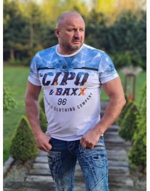 BIAŁY T-SHIRT MĘSKI  Z NADRUKIEM SPEDBOY CT612