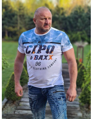 BIAŁY T-SHIRT MĘSKI  Z NADRUKIEM SPEDBOY CT612