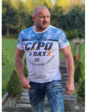 BIAŁY T-SHIRT MĘSKI  Z NADRUKIEM SPEDBOY CT612