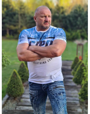 BIAŁY T-SHIRT MĘSKI  Z NADRUKIEM SPEDBOY CT612