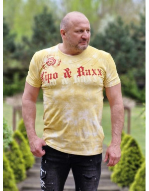 ŻÓŁTY T-SHIRT MĘSKI OMBRE CIENIOWANY NADRUK SPEDBOY CT613