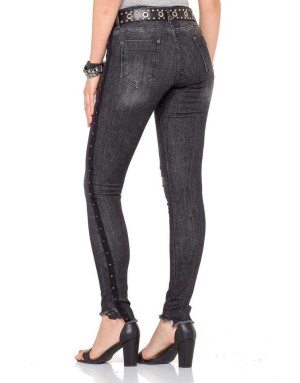 CZARNE DAMSKIE SPODNIE JEANS SPEDBOY  WD341