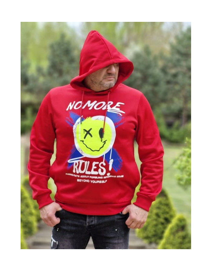 CZERWONA BLUZA MĘSKA KANGURKA Z KAPTUREM NADRUK SPEDBOY 1598