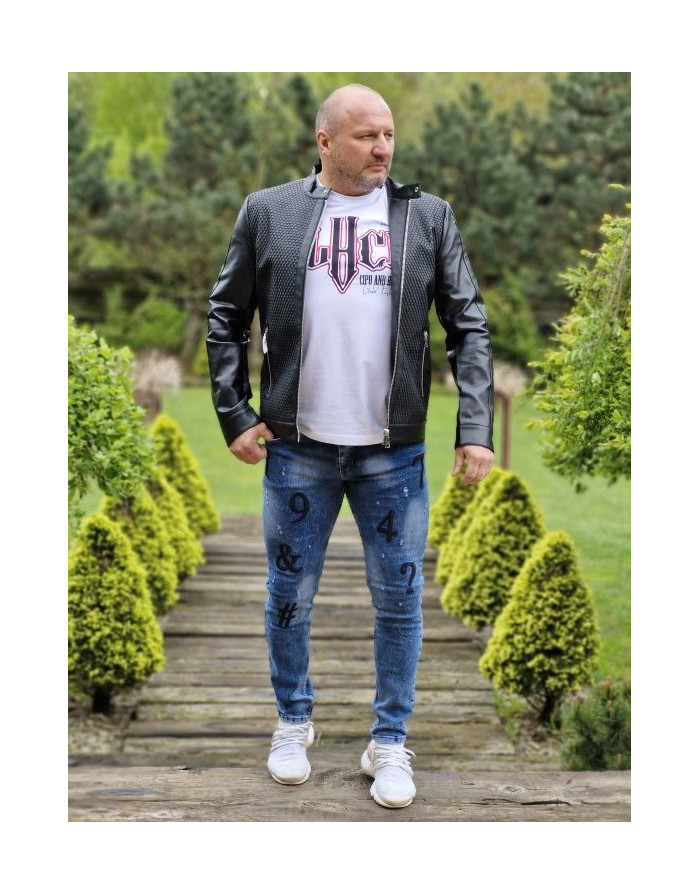 CZARNA KURTKA MĘSKA SKÓRA EKOLOGICZNA SPEDBOY 8807