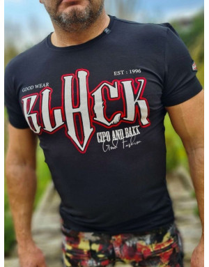 CZARNY T-SHIRT MĘSKI BAWEŁNA NAPISY SPEDBOY CT617