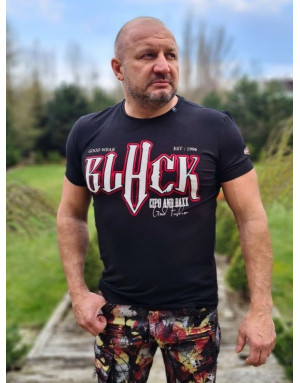 CZARNY T-SHIRT MĘSKI BAWEŁNA NAPISY SPEDBOY CT617