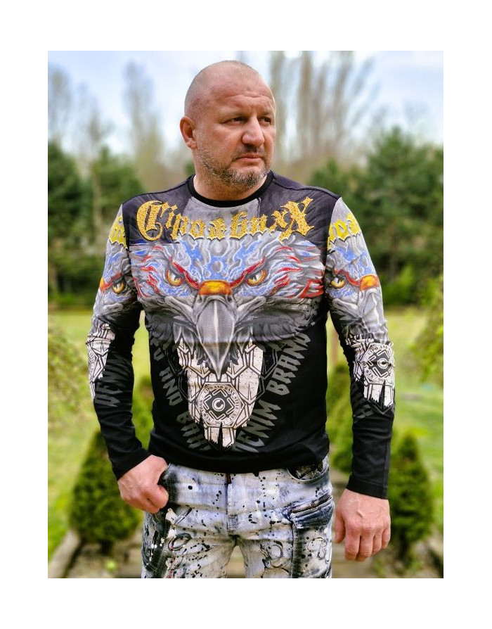 CZARNA  KOSZULKA NADRUK ORZEŁ DŻETY SPEDBOY CIPO & BAXX CL488