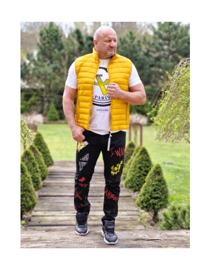 BIAŁY T-SHIRT MĘSKI Z NADRUKIEM DŻETY SPEDBOY 9752