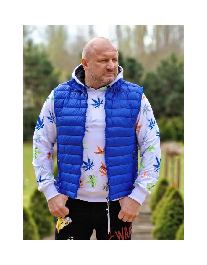 NIEBIESKI  PIKOWANY  BEZRĘKAWNIK MĘSKI  STÓJKA SPEDBOY 6875