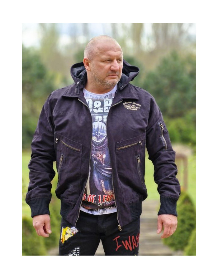 CZARNA KURTKA MĘSKA BOMBERKA KAPTUR EKSPRESY SPEDBOY K12