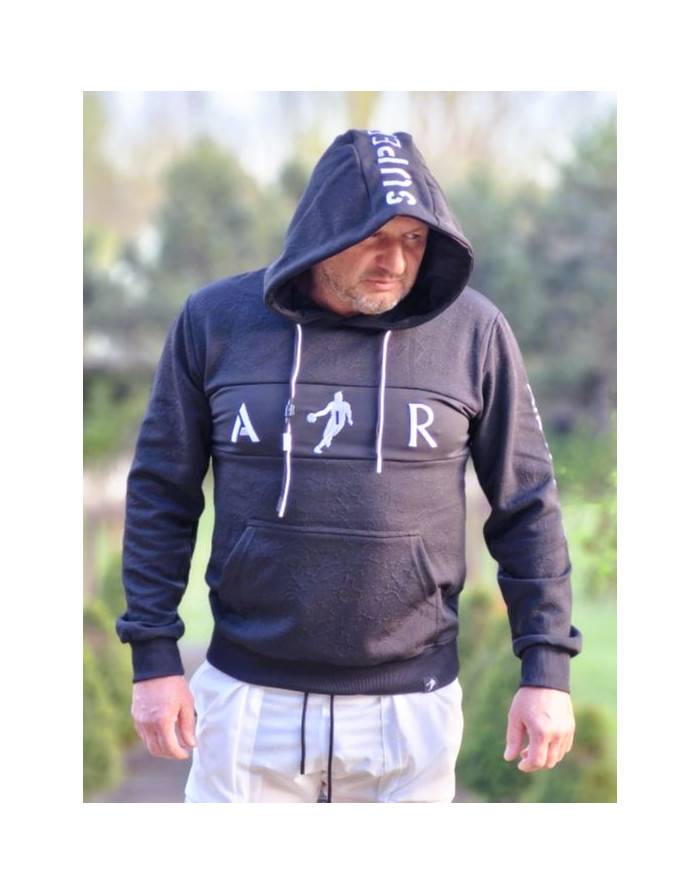 CZARNA BLUZA MĘSKA Z KAPTUREM KANGURKA AIR SPEDBOY 2837