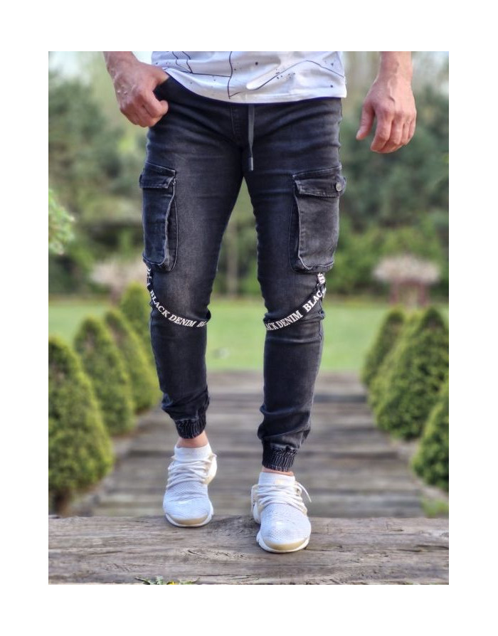 CZARNE SPODNIE MĘSKIE JEANS JOGGERY SPEDBOY 6866