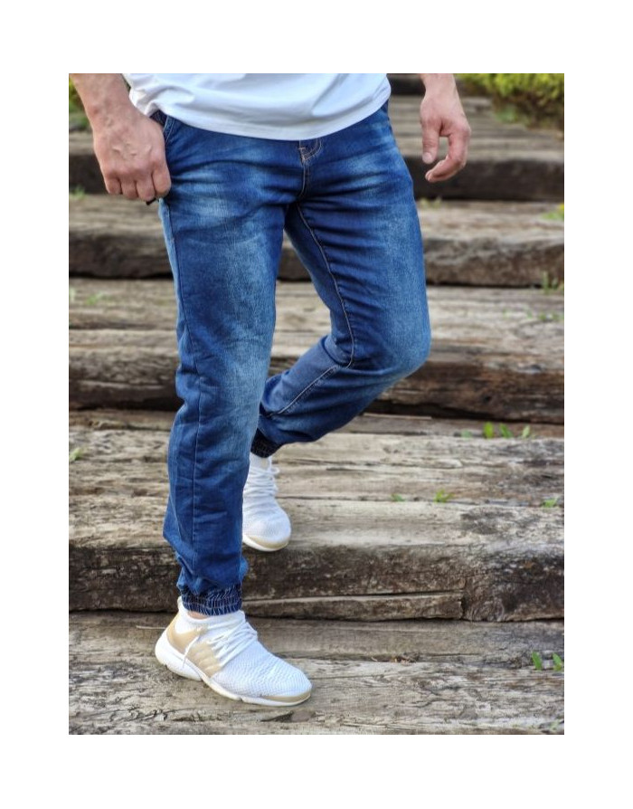 GRANATOWE SPODNIE MĘSKIE JEANS JOGERY SPEDBOY 51003