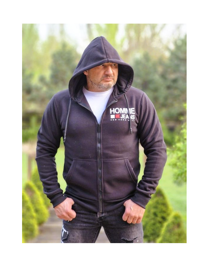 CZARNA BLUZA MĘSKA ROZPINANA  Z KAPTUREM SPEDBOY 2338