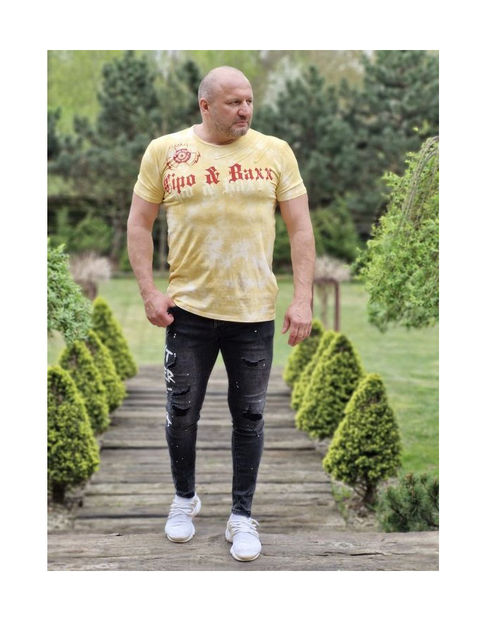 CZARNE SPODNIE MĘSKIE JEANS Z DZIURAMI SPEDBOY 70056