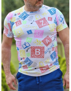 BIAŁY T-SHIRT MĘSKI Z NADRUKIEM SPEDBOY 8117