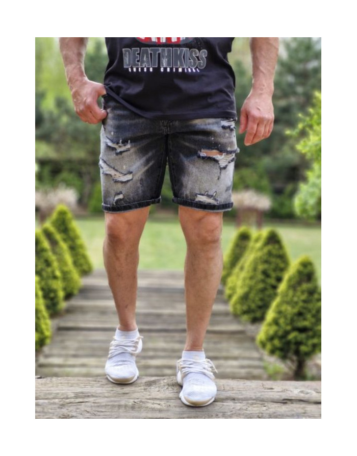 CZARNE SPODENKI MĘSKIE JEANSOWE SPEDBOY 6942