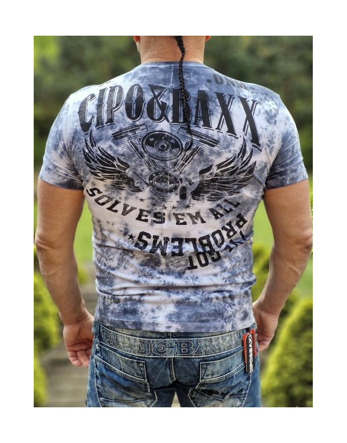 NIEBIESKI T-SHIRT MĘSKI MOTORCYCLE SPEDBOY CT687