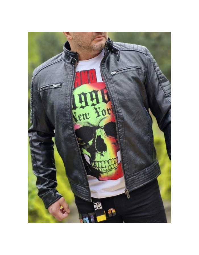 CZARNA KURTKA SKÓRZANA  MĘSKA SPEDBOY 1753