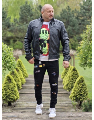 CZARNA KURTKA SKÓRZANA  MĘSKA SPEDBOY 1753