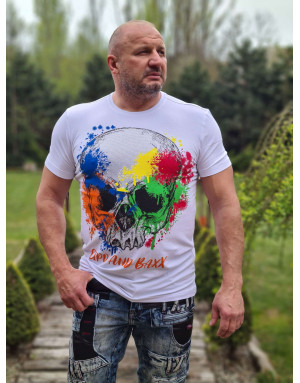 BIAŁY T-SHIRT MĘSKI CZASZKA DŻETY SPEDBOY CT672