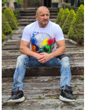 BIAŁY T-SHIRT MĘSKI CZASZKA DŻETY SPEDBOY CT672