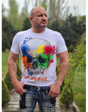 BIAŁY T-SHIRT MĘSKI CZASZKA DŻETY SPEDBOY CT672