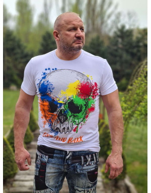 BIAŁY T-SHIRT MĘSKI CZASZKA DŻETY SPEDBOY CT672