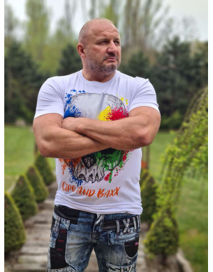 BIAŁY T-SHIRT MĘSKI CZASZKA DŻETY SPEDBOY CT672