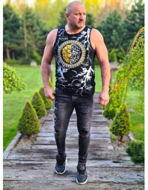 CZARNA KOSZULKA MĘSKA NA RAMIĄCZKA Z NADRUKIEM DŻETY SPEDBOY 9257