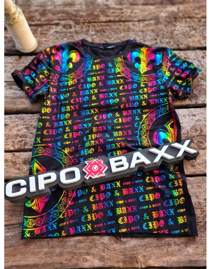 CZARNY T-SHIRT MĘSKI NADRUK HOLOGRAM SPEDBOY CT547