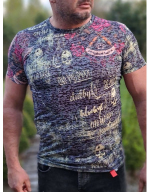 KHAKI T-SHIRT MĘSKI  CZASZKA NADRUK SPEDBOY CT495