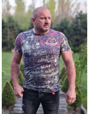 KHAKI T-SHIRT MĘSKI  CZASZKA NADRUK SPEDBOY CT495