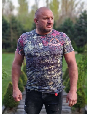 KHAKI T-SHIRT MĘSKI  CZASZKA NADRUK SPEDBOY CT495