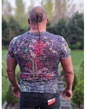 KHAKI T-SHIRT MĘSKI  CZASZKA NADRUK SPEDBOY CT495