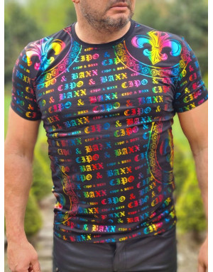 CZARNY T-SHIRT MĘSKI NADRUK HOLOGRAM SPEDBOY CT547