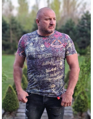 KHAKI T-SHIRT MĘSKI  CZASZKA NADRUK SPEDBOY CT495