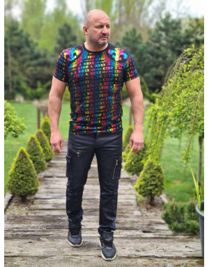 CZARNY T-SHIRT MĘSKI NADRUK HOLOGRAM SPEDBOY CT547