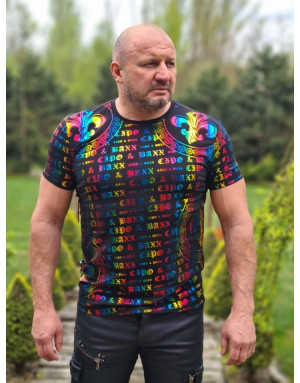 CZARNY T-SHIRT MĘSKI NADRUK HOLOGRAM SPEDBOY CT547