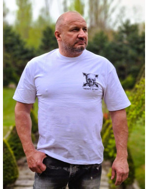 BIAŁY T-SHIRT MĘSKI GŁADKI NADRUK CZASZKA PLECY SPEDBOY 9680